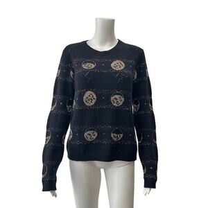 $1125 Christian Dior Blue Cashmere Moon Phases Sweater size Medium